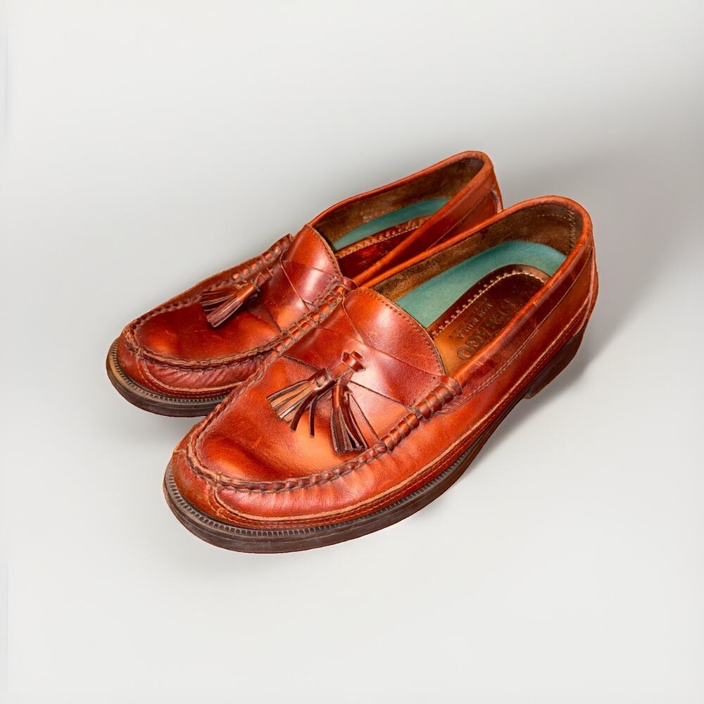 Sebago Lite Tassel Loafers Brown Leather Men's US 8.5 Made in USA Vintage NOTE